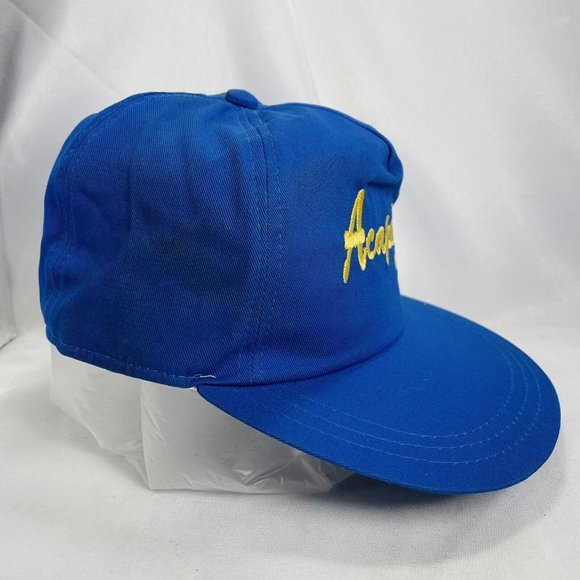 Gorras Garbar Bor Acapulco Mexico Ajustable Snap Back Retro Blue w Gold Writing - Picture 3 of 11